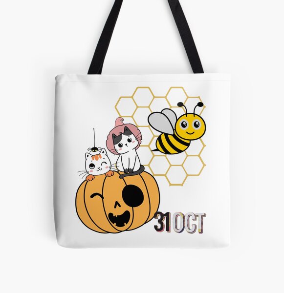 halloween pumpkin bee and puppycat  All Over Print Tote Bag RB1807 product Offical bee and puppycat Merch