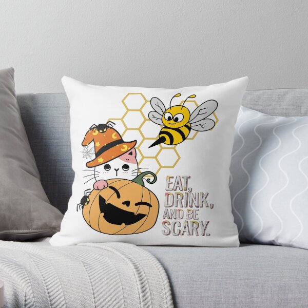 halloween pumpkin bee and puppycat  Throw Pillow RB1807 product Offical bee and puppycat Merch