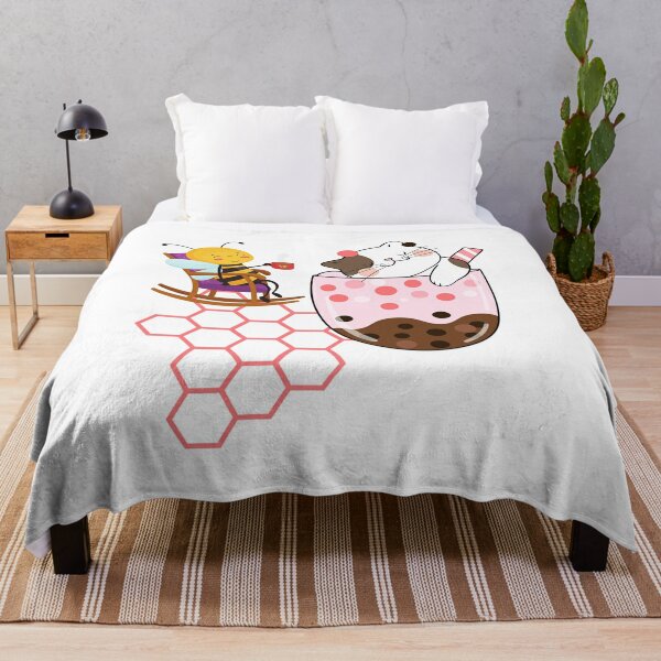bee and puppycat sticky Throw Blanket RB1807 product Offical bee and puppycat Merch